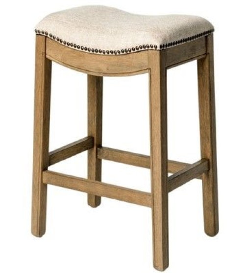 Natural Wood Saddle Counter Stool